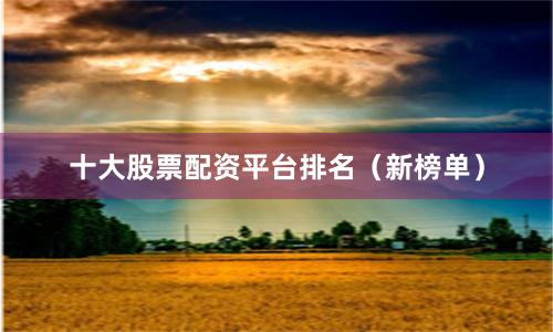 十大股票配资平台排名（新榜单）